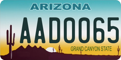 AZ license plate AAD0065