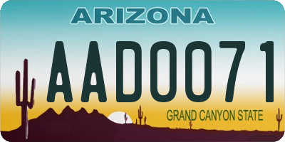 AZ license plate AAD0071