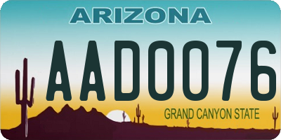 AZ license plate AAD0076