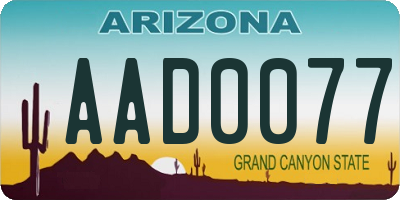 AZ license plate AAD0077