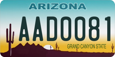 AZ license plate AAD0081