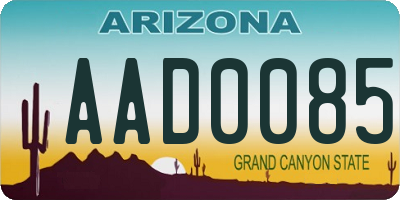 AZ license plate AAD0085