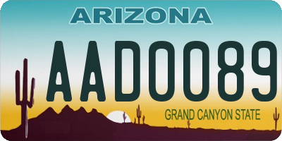 AZ license plate AAD0089