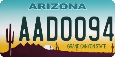 AZ license plate AAD0094