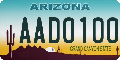 AZ license plate AAD0100