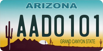 AZ license plate AAD0101