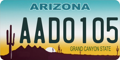 AZ license plate AAD0105