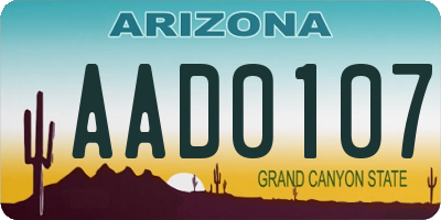 AZ license plate AAD0107
