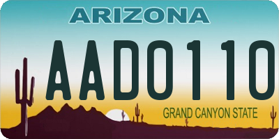 AZ license plate AAD0110