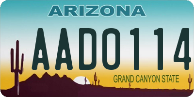 AZ license plate AAD0114