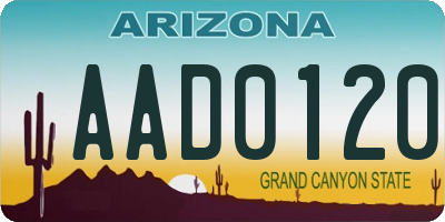 AZ license plate AAD0120