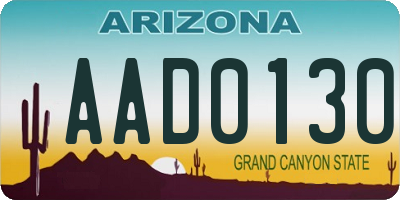 AZ license plate AAD0130