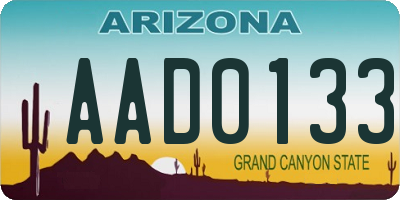 AZ license plate AAD0133