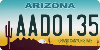 AZ license plate AAD0135