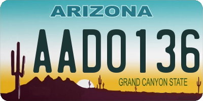 AZ license plate AAD0136