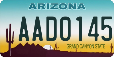 AZ license plate AAD0145