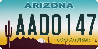 AZ license plate AAD0147
