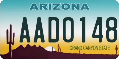 AZ license plate AAD0148