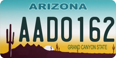 AZ license plate AAD0162
