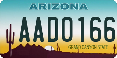 AZ license plate AAD0166