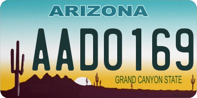 AZ license plate AAD0169