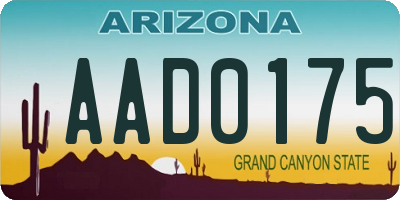 AZ license plate AAD0175