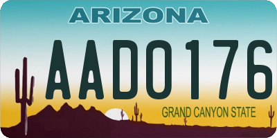 AZ license plate AAD0176