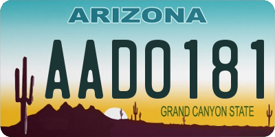 AZ license plate AAD0181