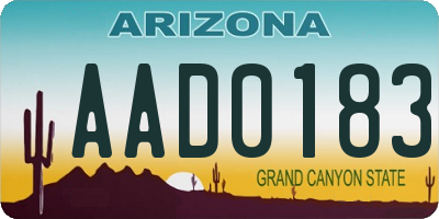 AZ license plate AAD0183
