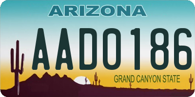 AZ license plate AAD0186