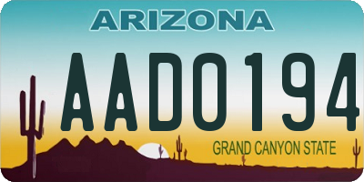 AZ license plate AAD0194