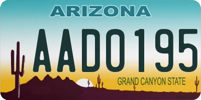 AZ license plate AAD0195