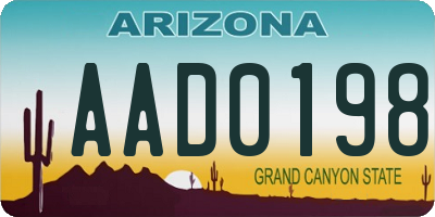 AZ license plate AAD0198