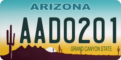 AZ license plate AAD0201