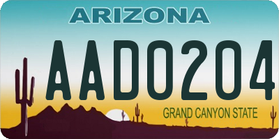 AZ license plate AAD0204