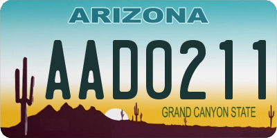 AZ license plate AAD0211