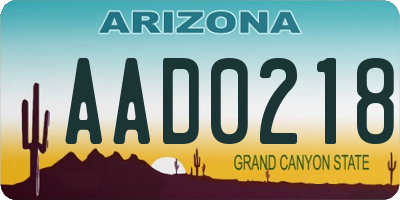 AZ license plate AAD0218