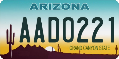 AZ license plate AAD0221