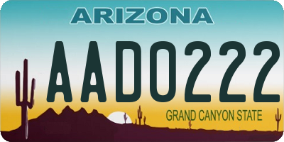 AZ license plate AAD0222