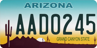 AZ license plate AAD0245