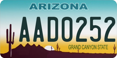 AZ license plate AAD0252