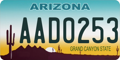 AZ license plate AAD0253