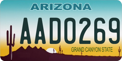 AZ license plate AAD0269