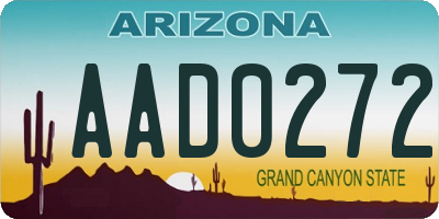 AZ license plate AAD0272