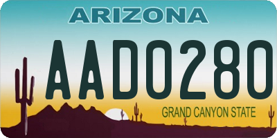 AZ license plate AAD0280