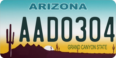 AZ license plate AAD0304