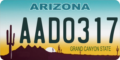 AZ license plate AAD0317