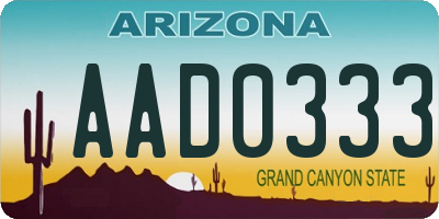 AZ license plate AAD0333