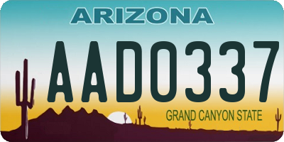 AZ license plate AAD0337