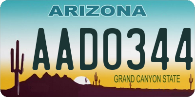 AZ license plate AAD0344